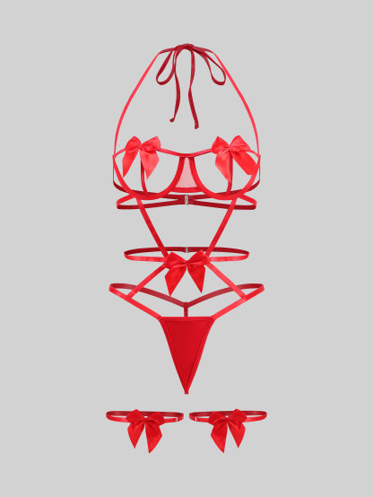 Exquisite bow tie sexy strappy Set