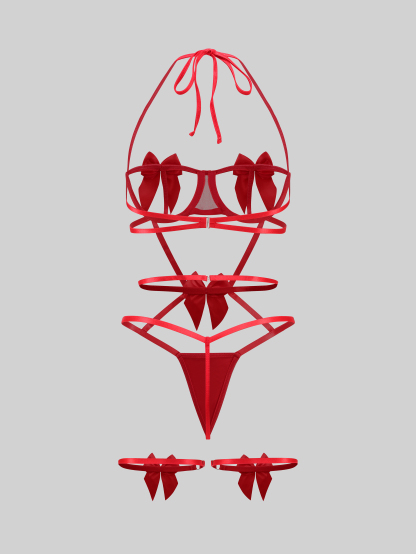 Exquisite bow tie sexy strappy Set