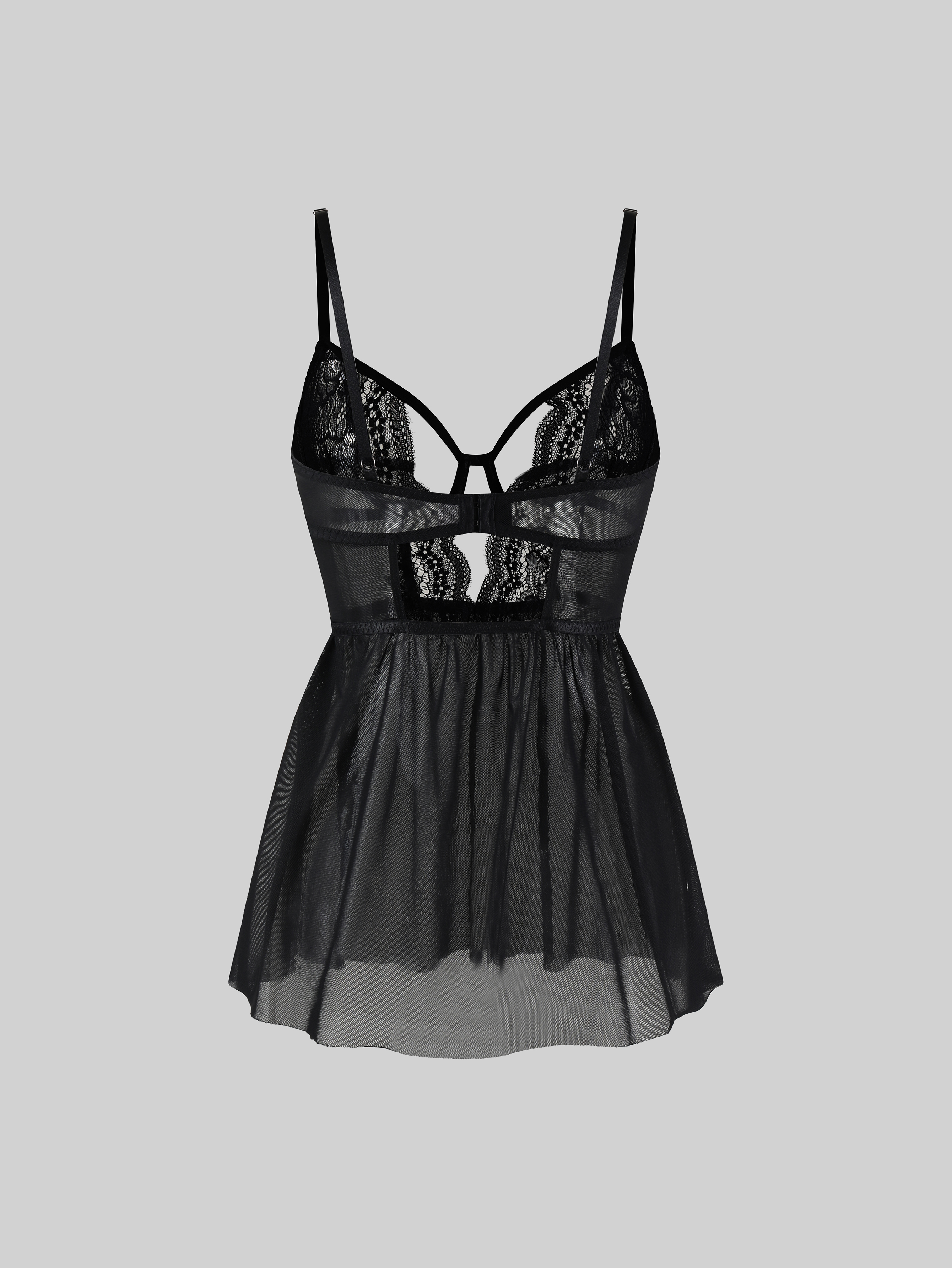 Lace Sheer Sexy Lingerie with Push-Up Bra Nightgown
