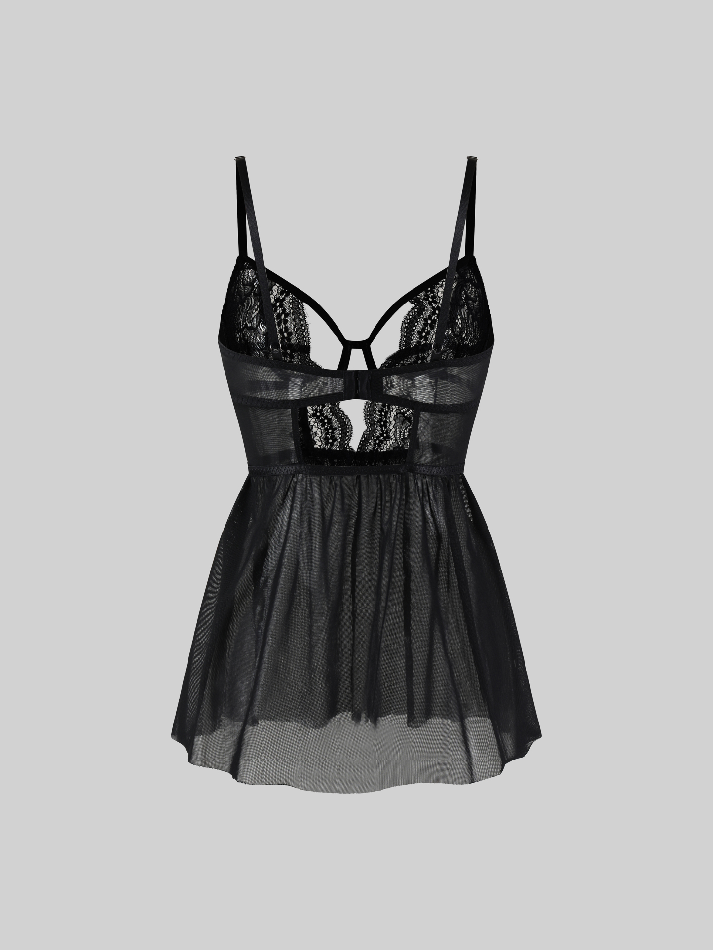 Lace Sheer Sexy Lingerie with Push-Up Bra Nightgown