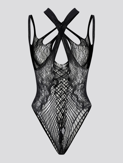 Fishnet Lace Cut Out Teddy Dress