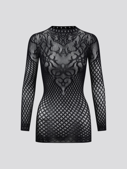 Fishnet Crop Top Long Sleeve Fishnet Shirt