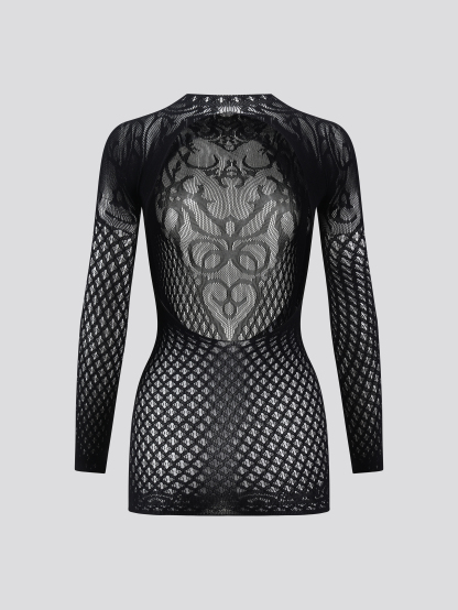 Fishnet Crop Top Long Sleeve Fishnet Shirt