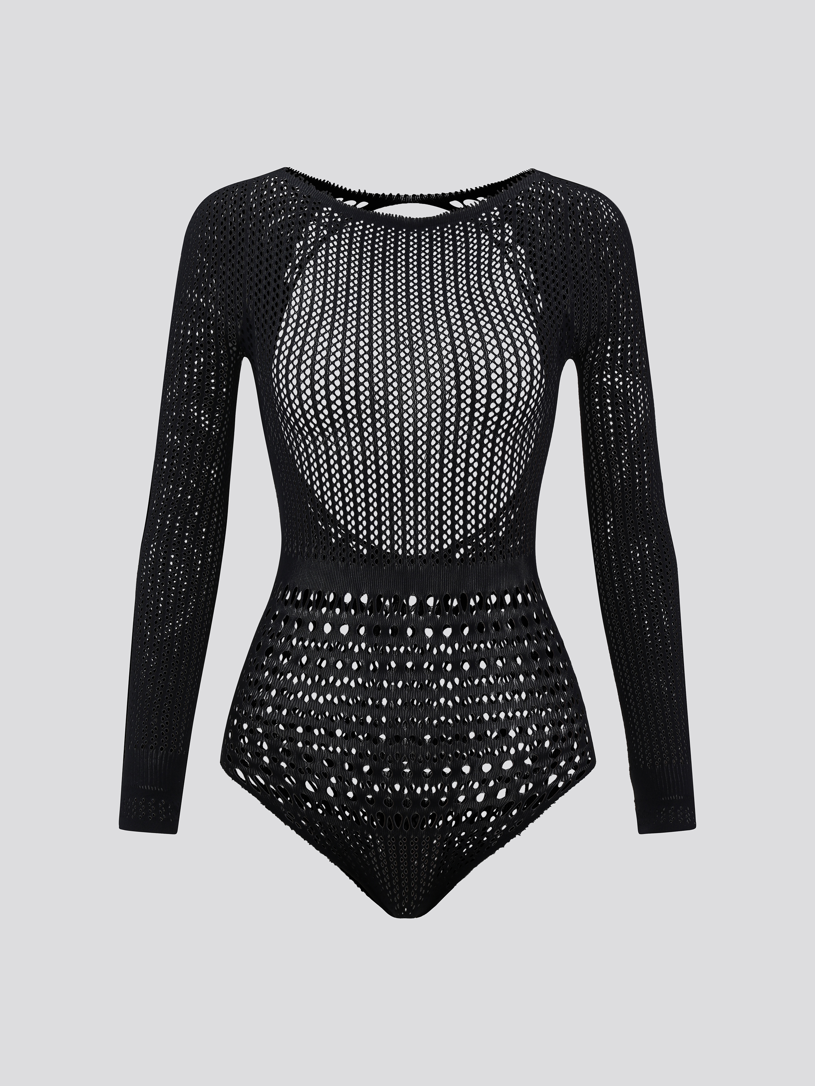 Fishnet Lingerie Long Sleeve Mesh Dress