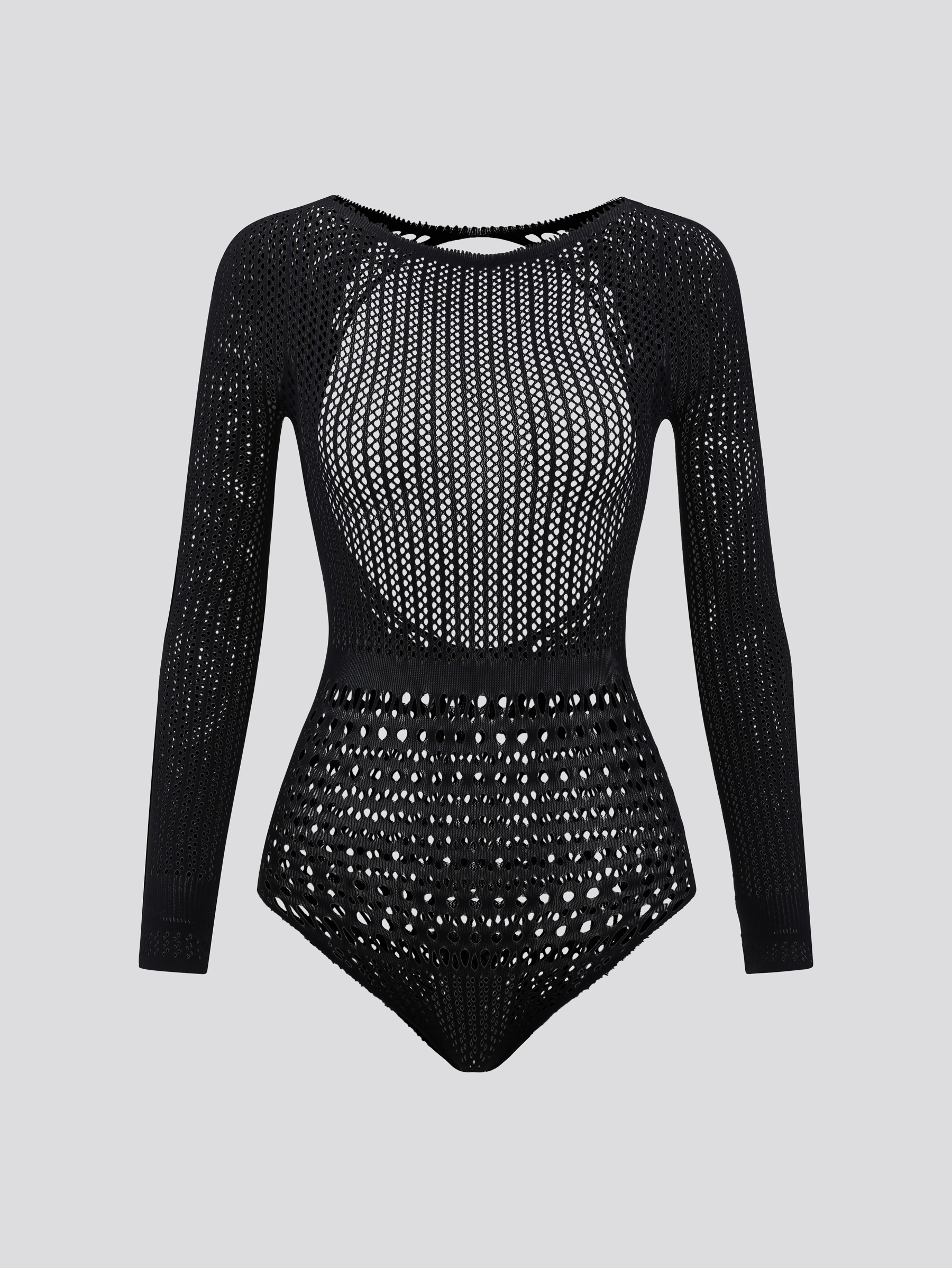 Fishnet Lingerie Long Sleeve Mesh Dress