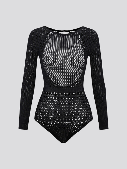 Fishnet Lingerie Long Sleeve Mesh Dress