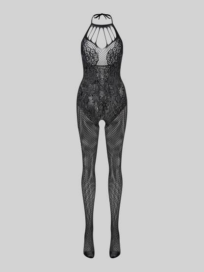 Fishnet Sexy Mesh Teddy With Stocking