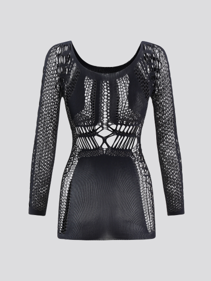 Mesh Hollow Out Fishnet Dress