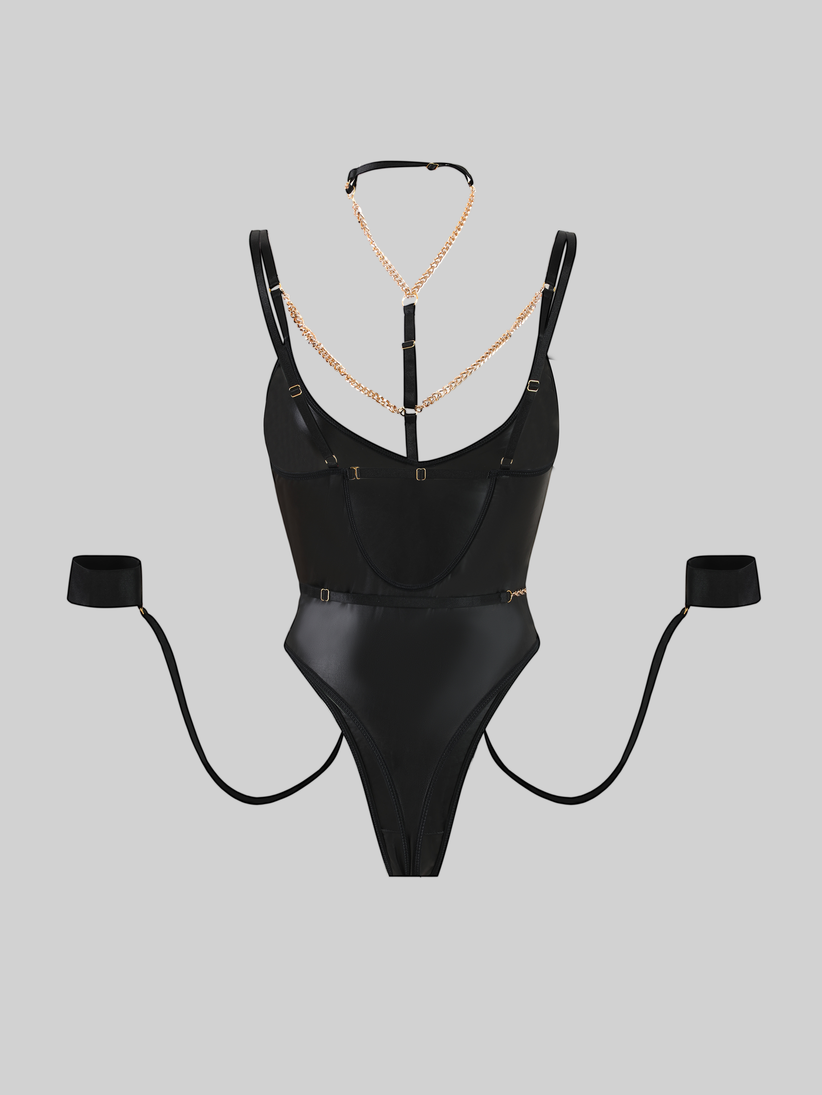 Snap Crotch Bodysuits with Choker Chain