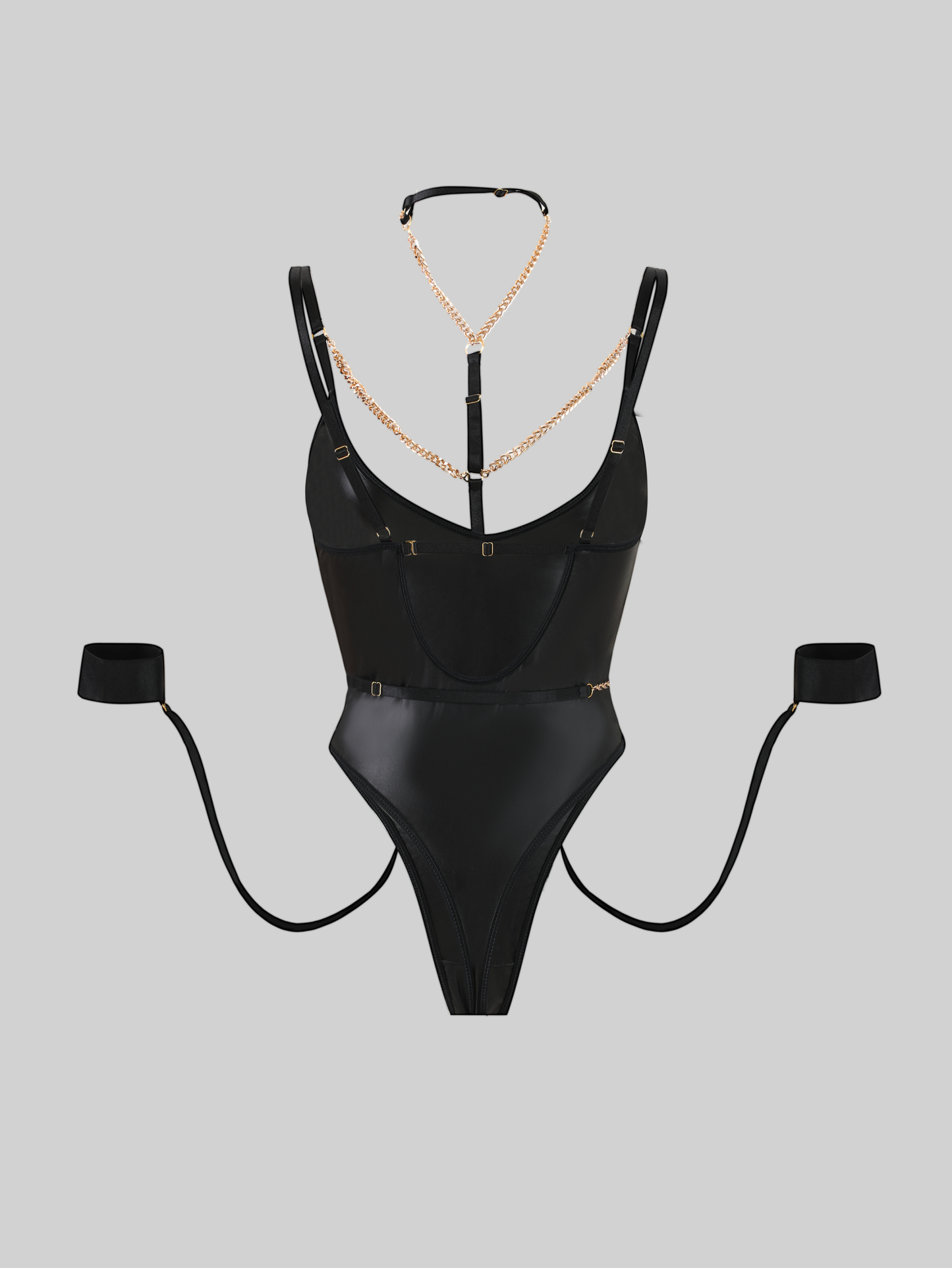 Snap Crotch Bodysuits with Choker Chain