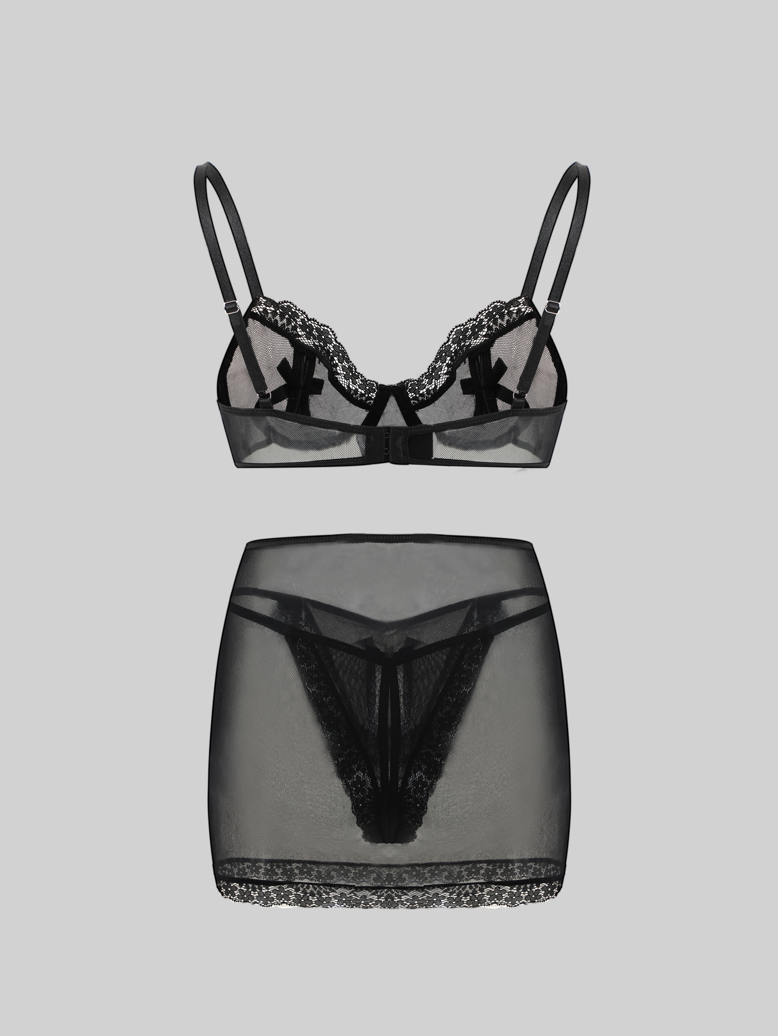 Contrast Lace Maid Costume Set (3 Pcs)