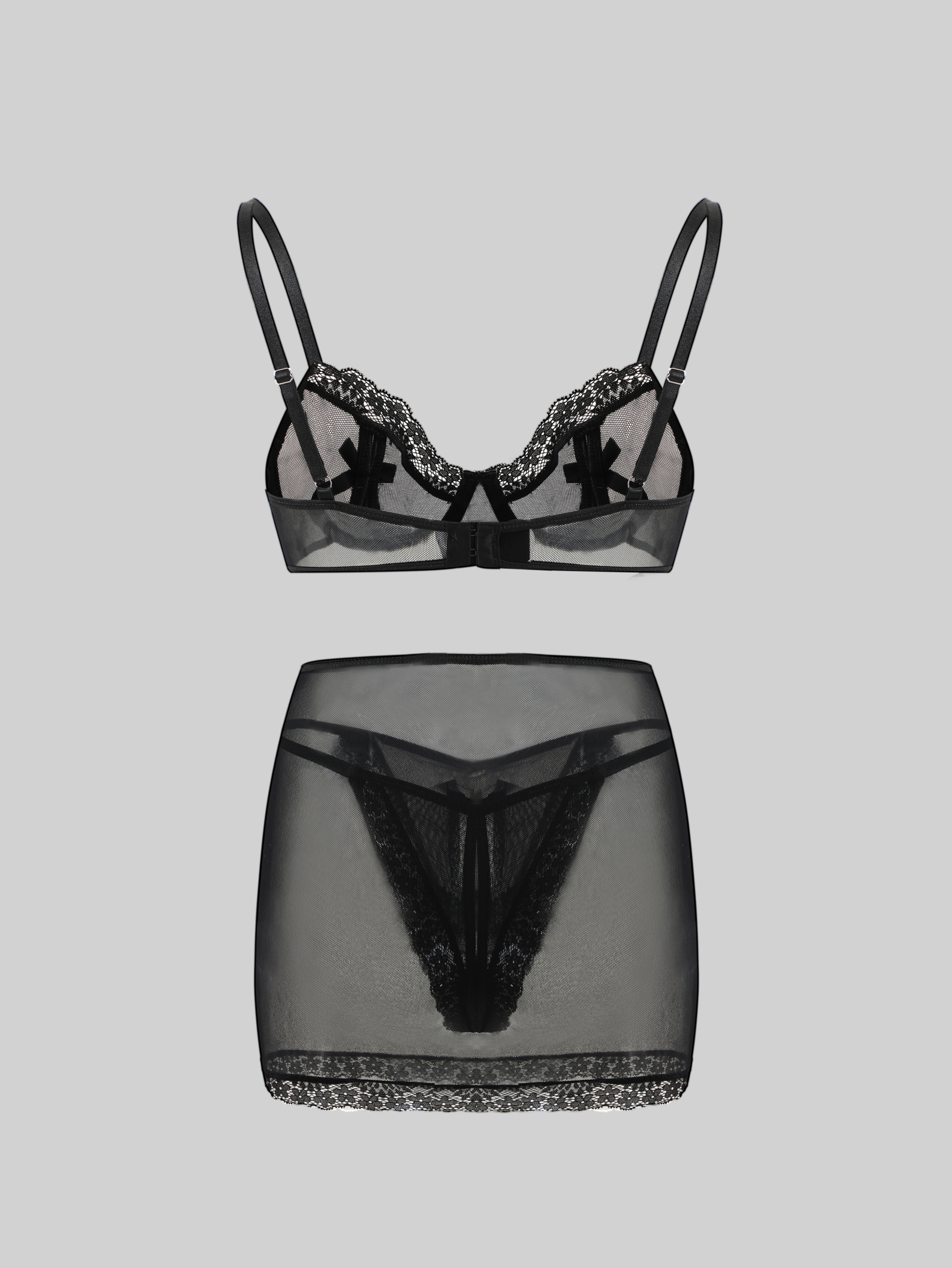 Contrast Lace Maid Costume Set (3 Pcs)