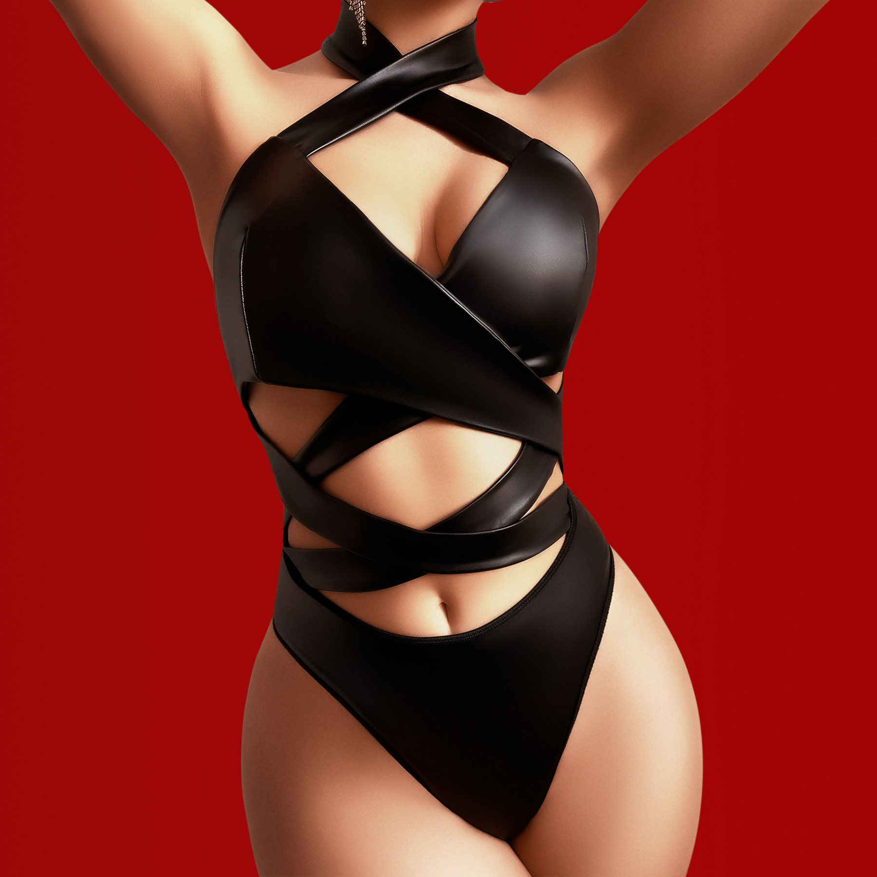 Midnight Mastery Halter Bondage Bodysuit