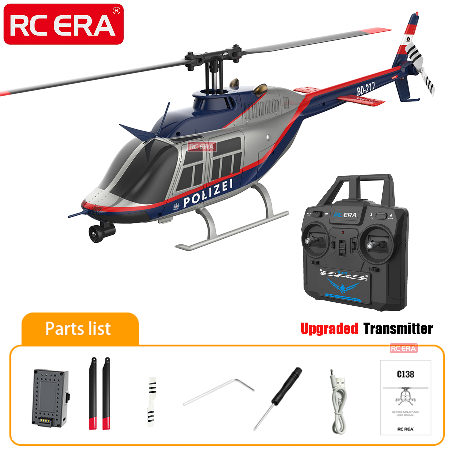 RC ERA C138 Bell 206 Gyro Stabilized Scale RC Helicopter - RTF RC ERA C138 Bell 206 Gyro Stabilized Scale RC Helicopter - RTF