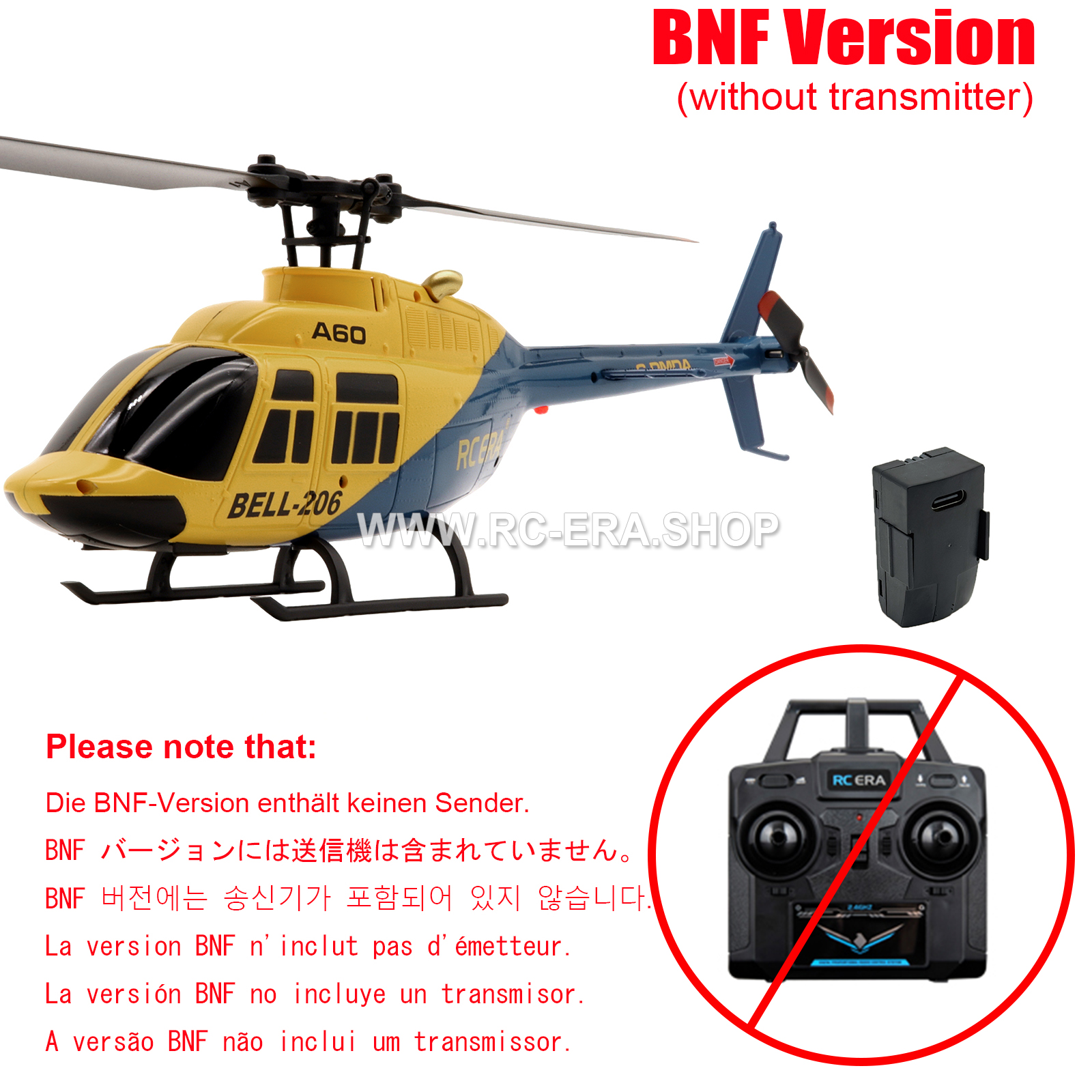 RC ERA A60 Mini Bell206 Gyro Stabilized Helicopter