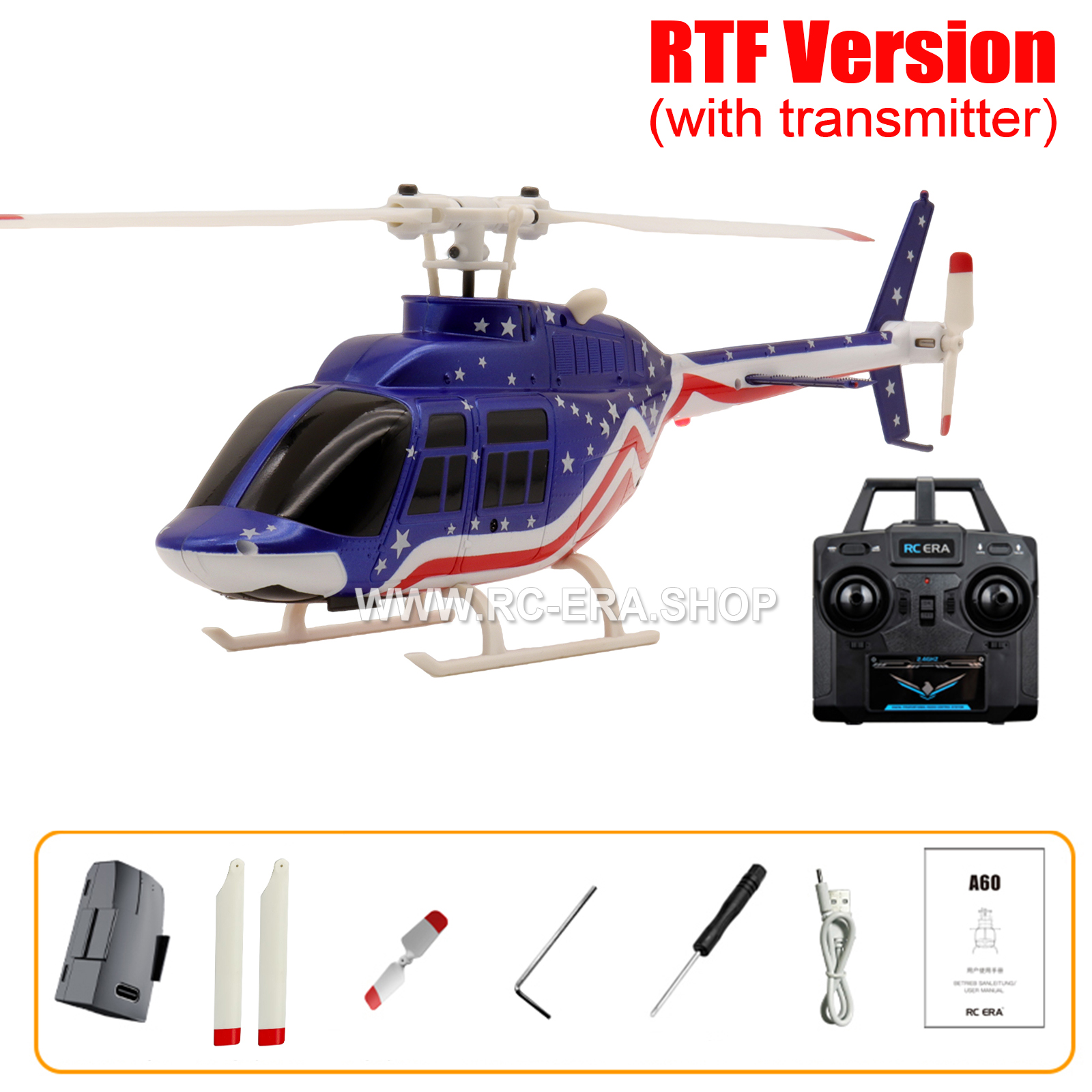 RC ERA A60 Mini Bell206 Gyro Stabilized Helicopter