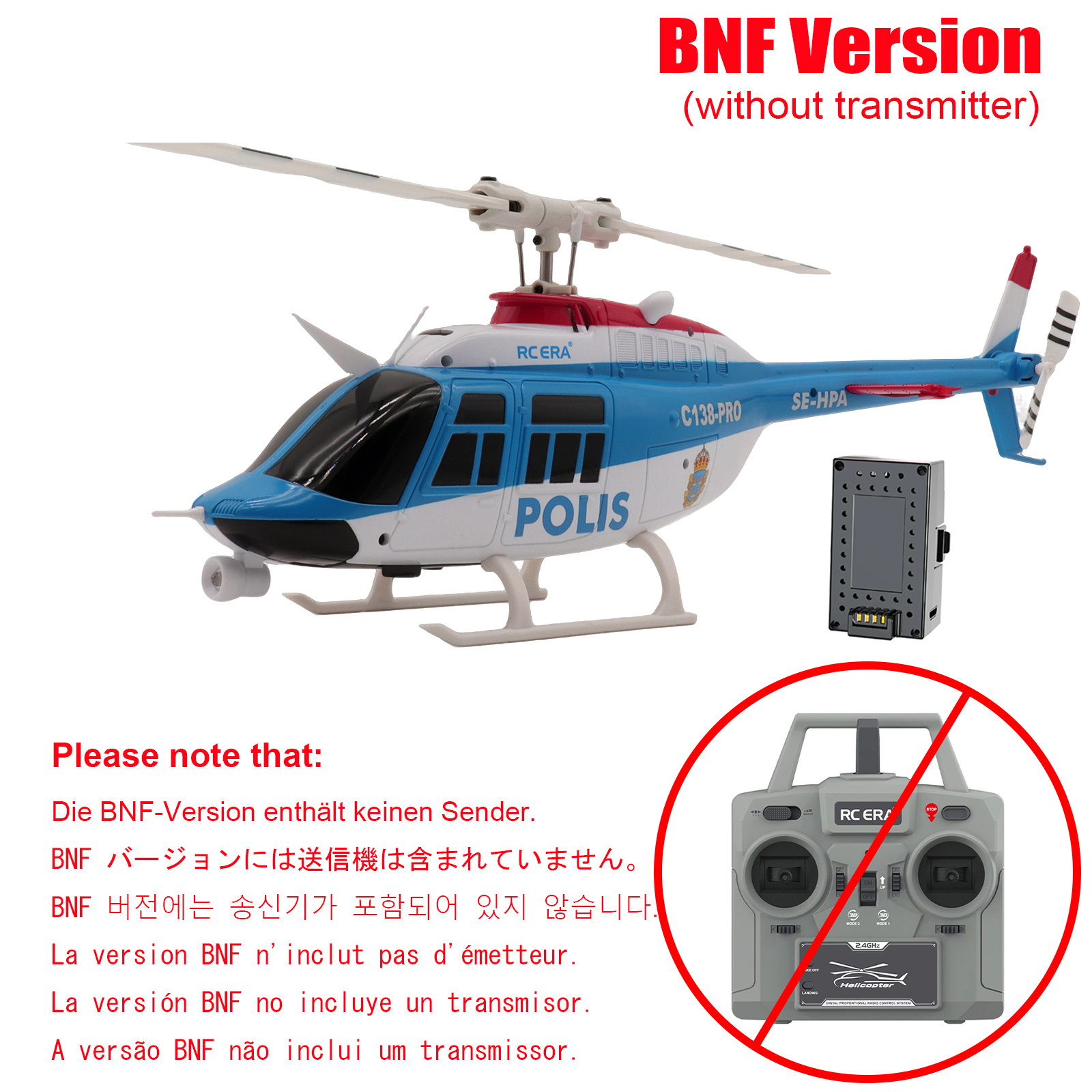 RC ERA C138 Pro Bell 206 Brushless Auto Stabilized Helicopter - RTF