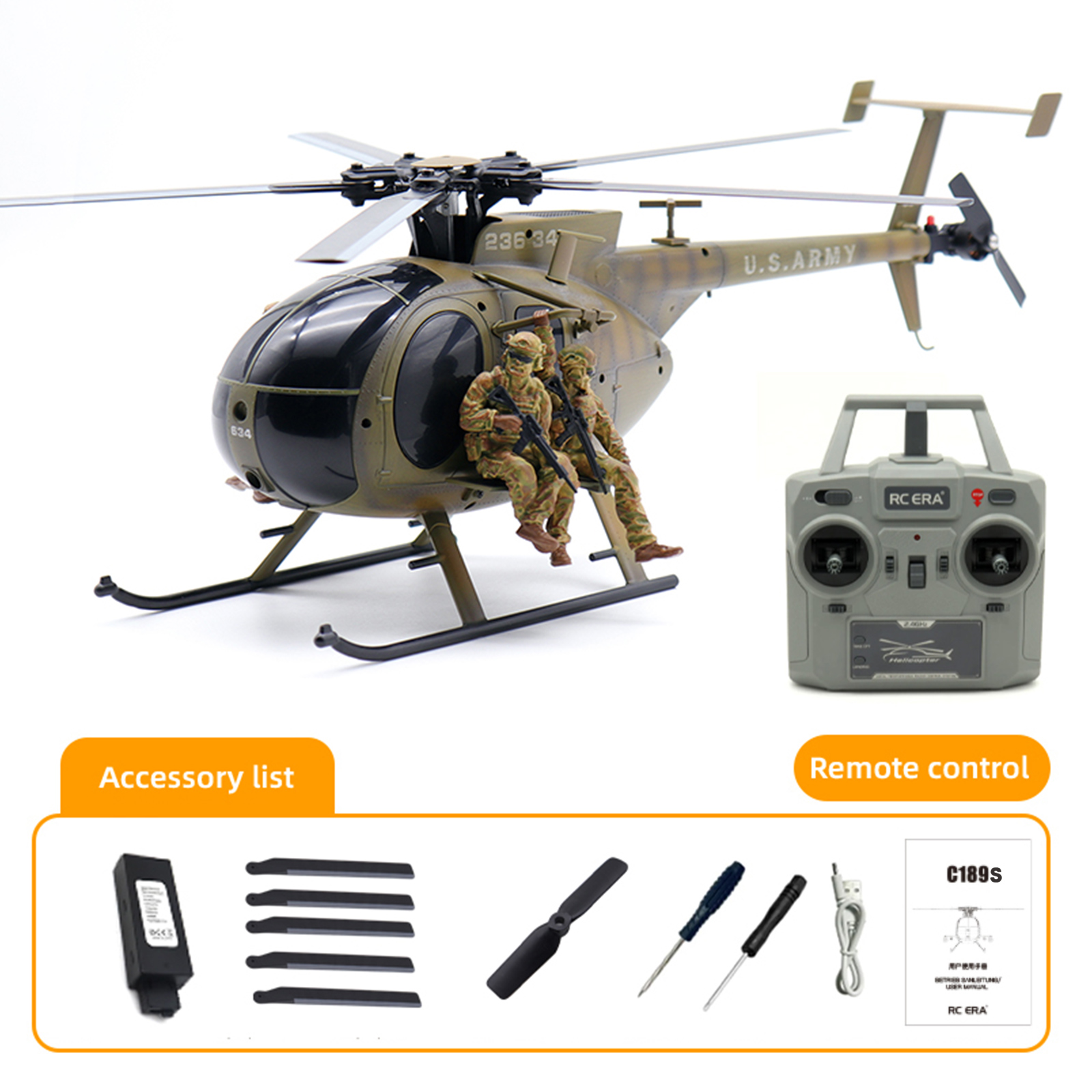 RC ERA C189S MD500 with Rounded Nose Auto Stabilized Helicopter