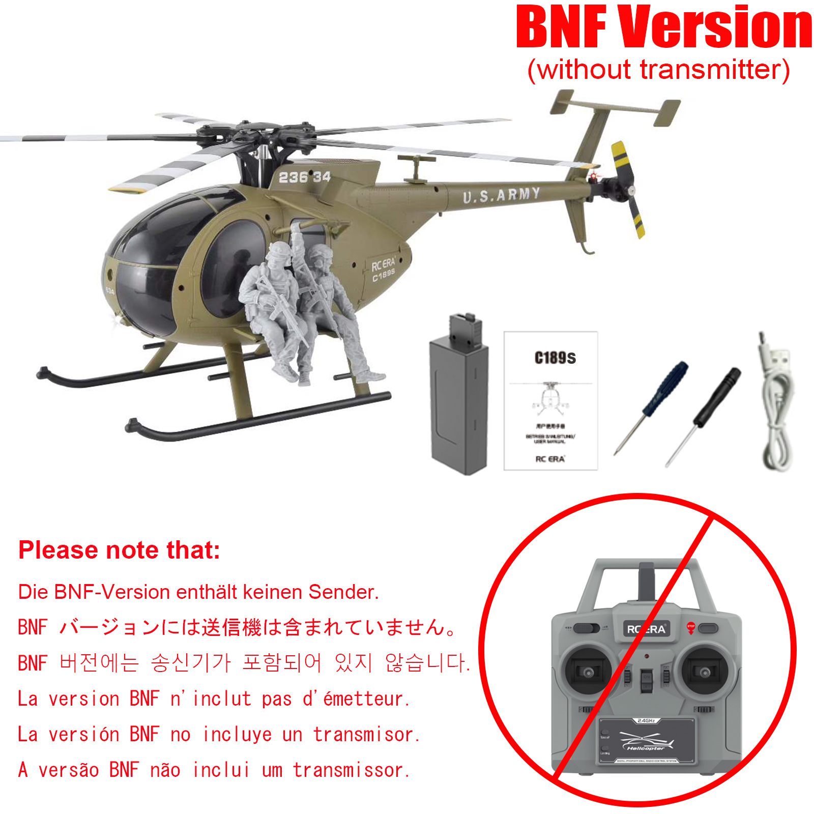 RC ERA C189S MD500 with Rounded Nose Auto Stabilized Helicopter