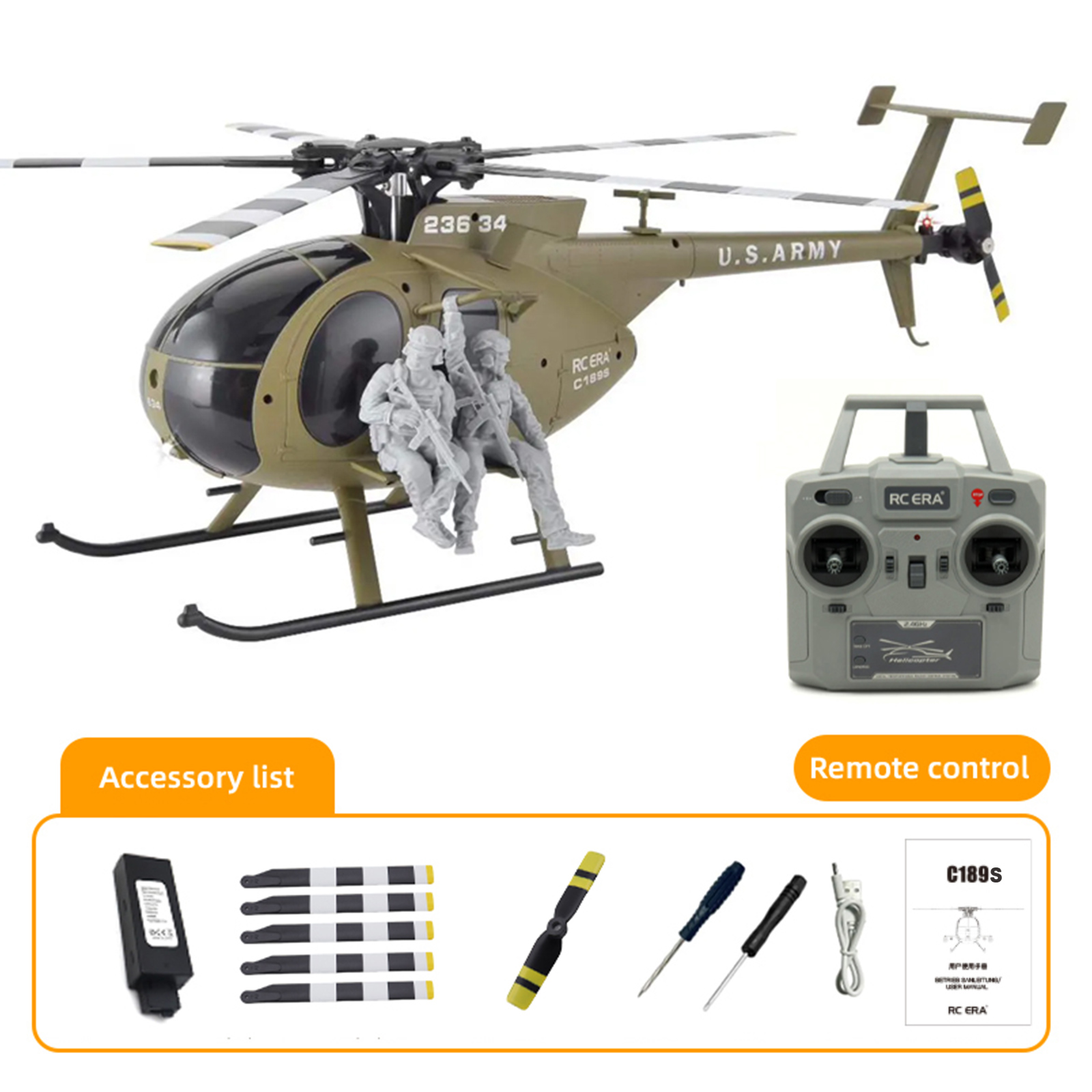 RC ERA C189S MD500 with Rounded Nose Auto Stabilized Helicopter