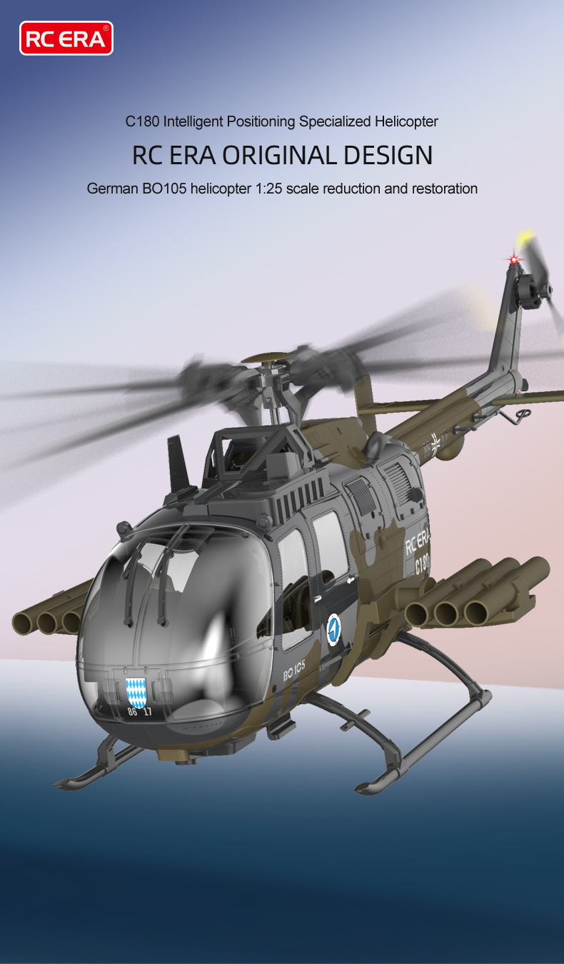 New RC ERA BO-105 1:25 ラジコンヘリ RC ERA C180 Brushless BO105 Auto Stabilized RC Helicopter