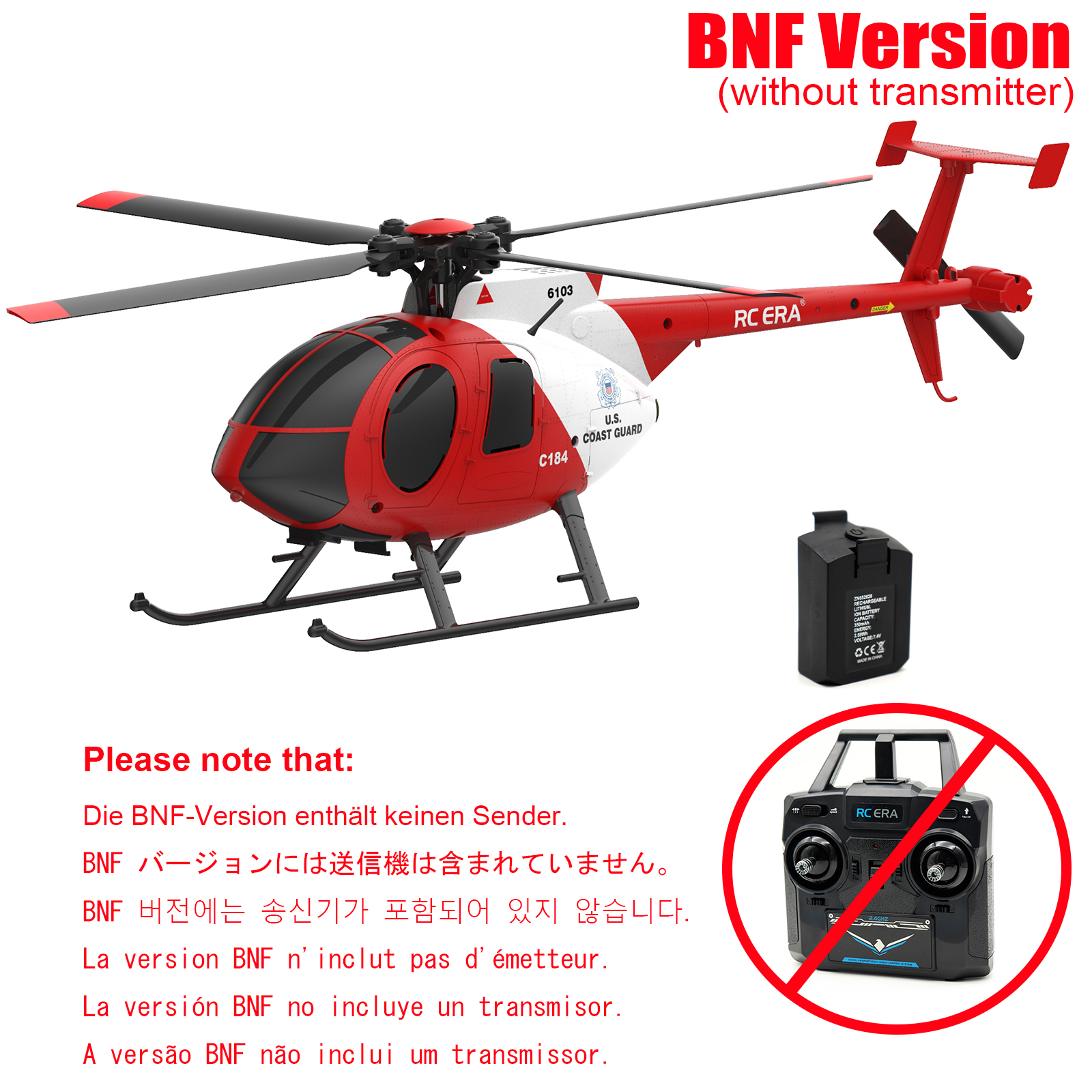 RC ERA C184 MD500 Gyro Stabilized Helicopter with Optical Flow Sensor