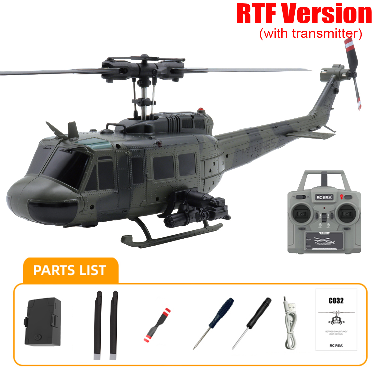 RC ERA C032 UH-1 Huey 6CH Gyro Stabilized RC Helicopter