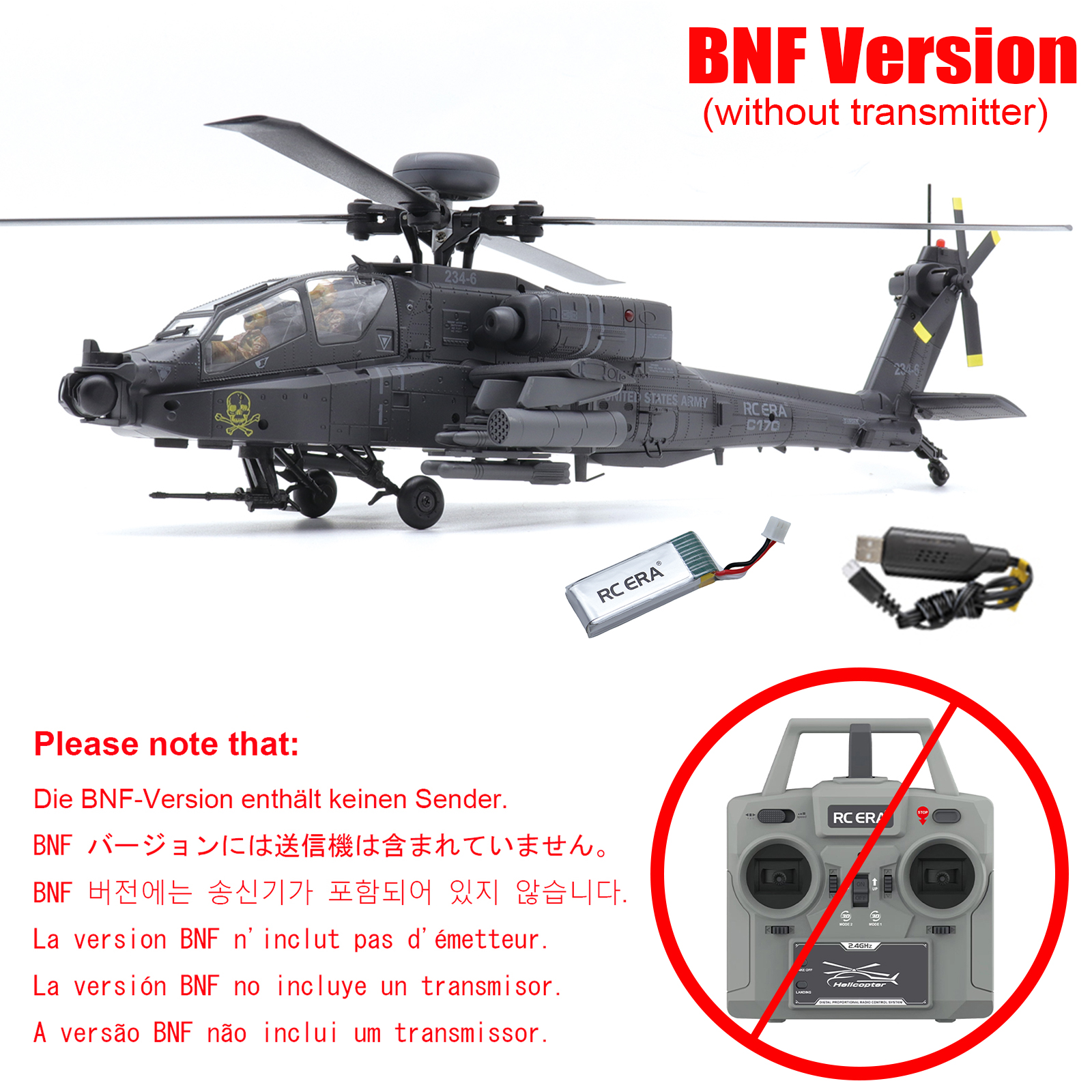 RC ERA C170 AH-64 Apache 1:48 Auto Stabilized Helicopter 
