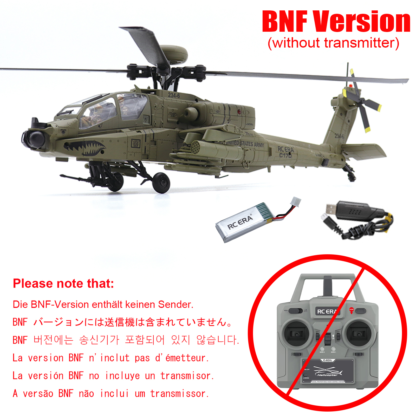 RC ERA C170 AH-64 Apache 1:48 Auto Stabilized Helicopter