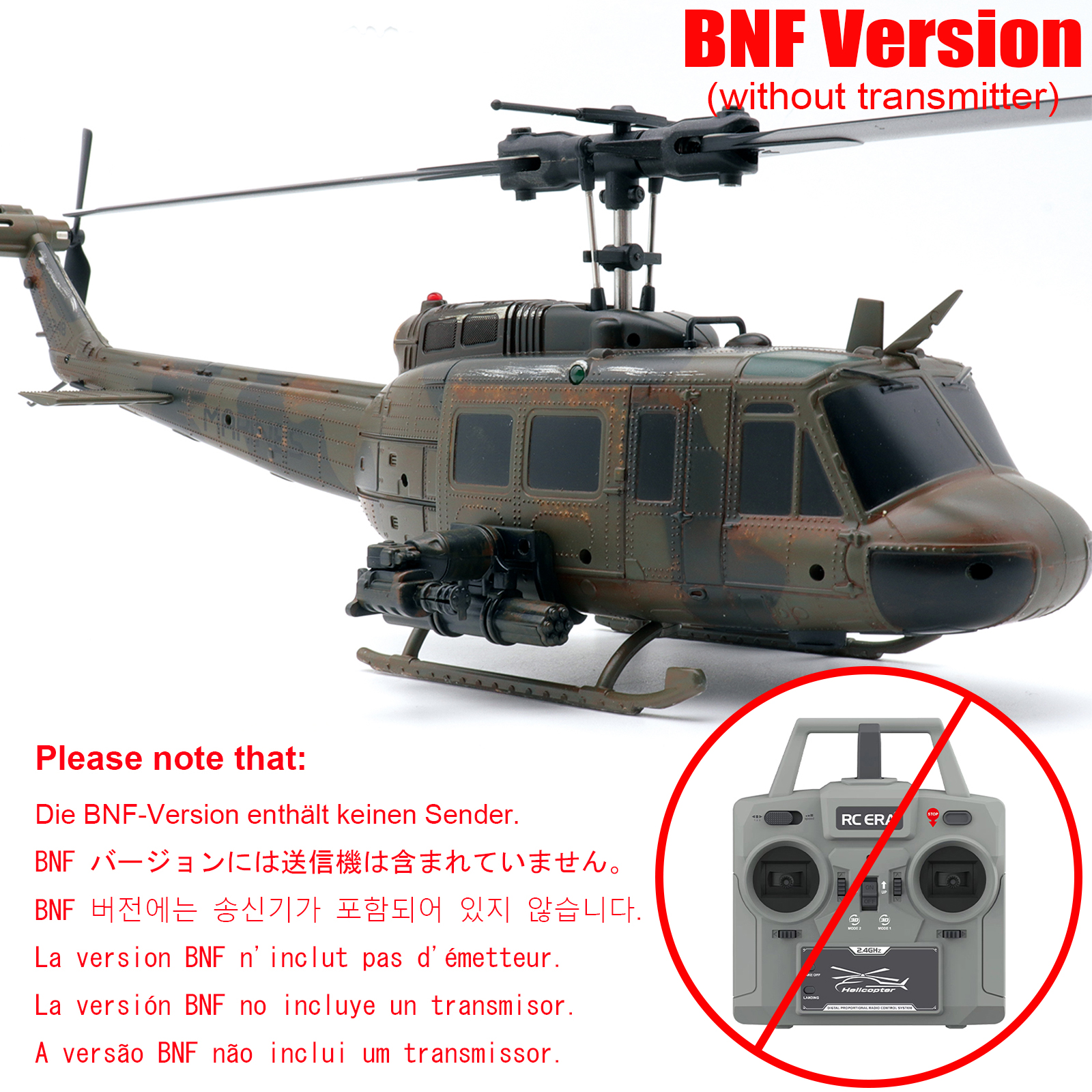 RC ERA C032 UH-1 Huey Auto Stabilized RC Helicopter - Camouflage
