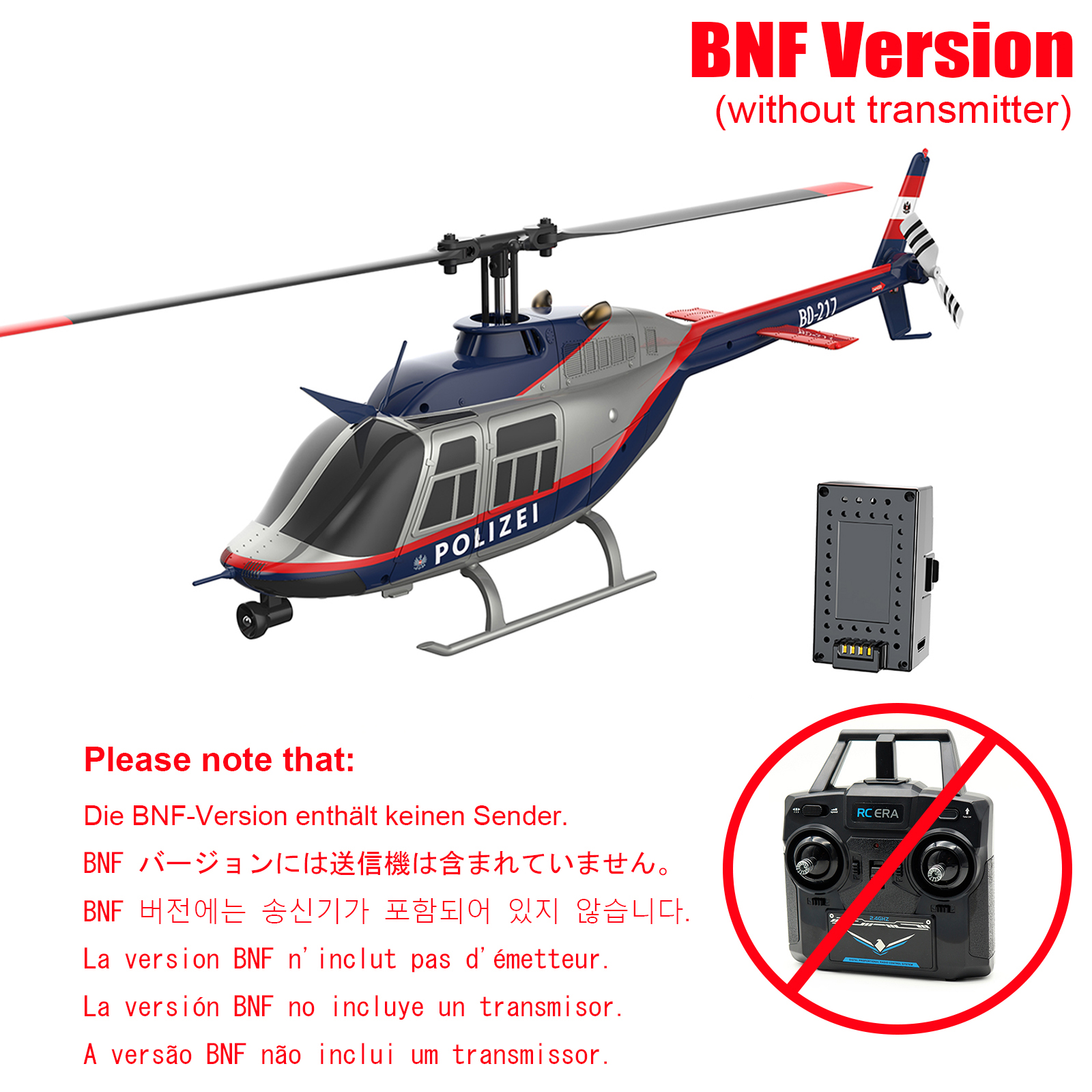 RC ERA C138 Bell 206 Police Livery Optical Flow Positioning Helicopter - Upgraded Version