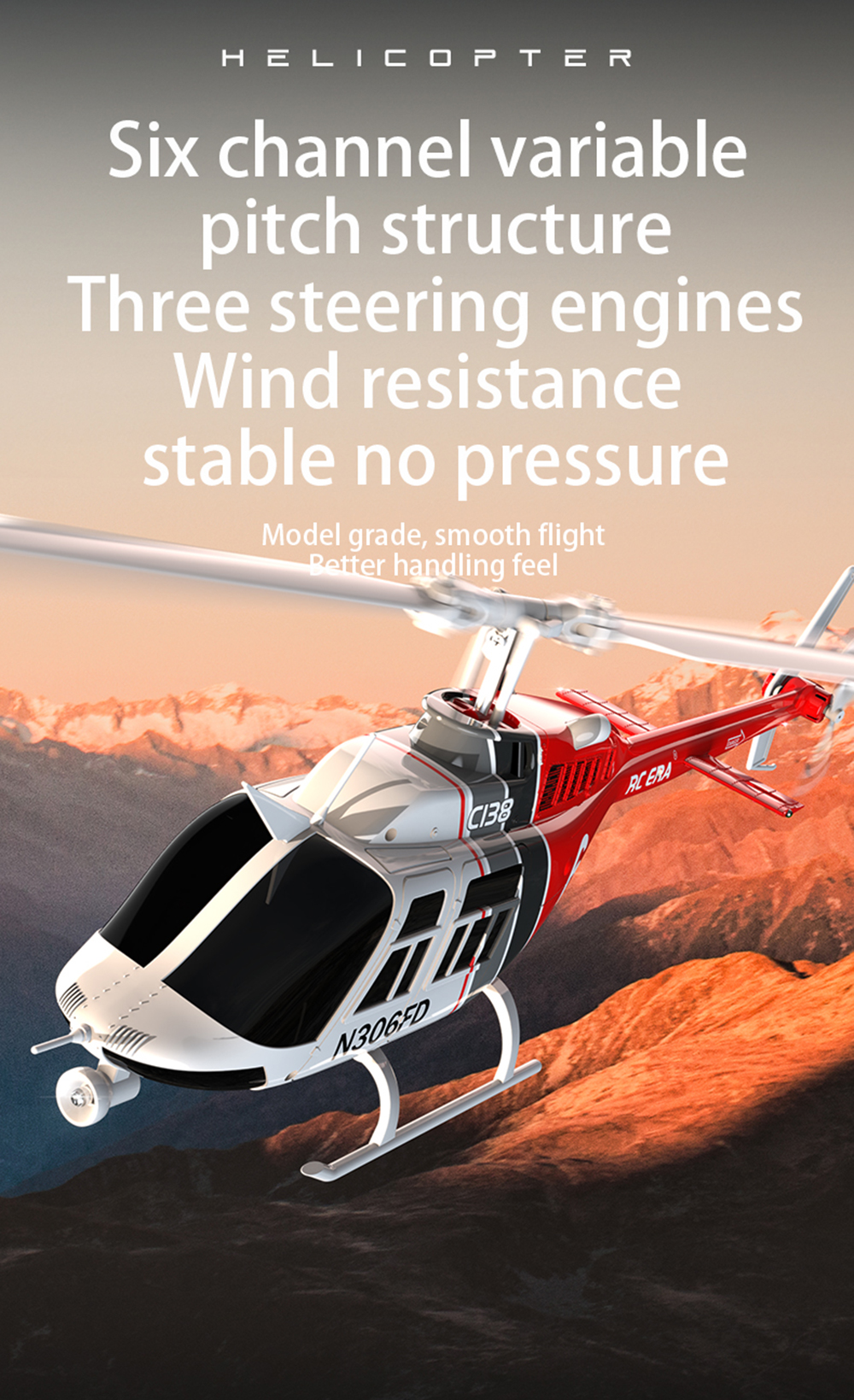 RC ERA C138 Bell 206 Gyro Stabilized Scale RC Helicopter - RTF RC ERA C138 Bell 206 Gyro Stabilized Scale RC Helicopter - RTF
