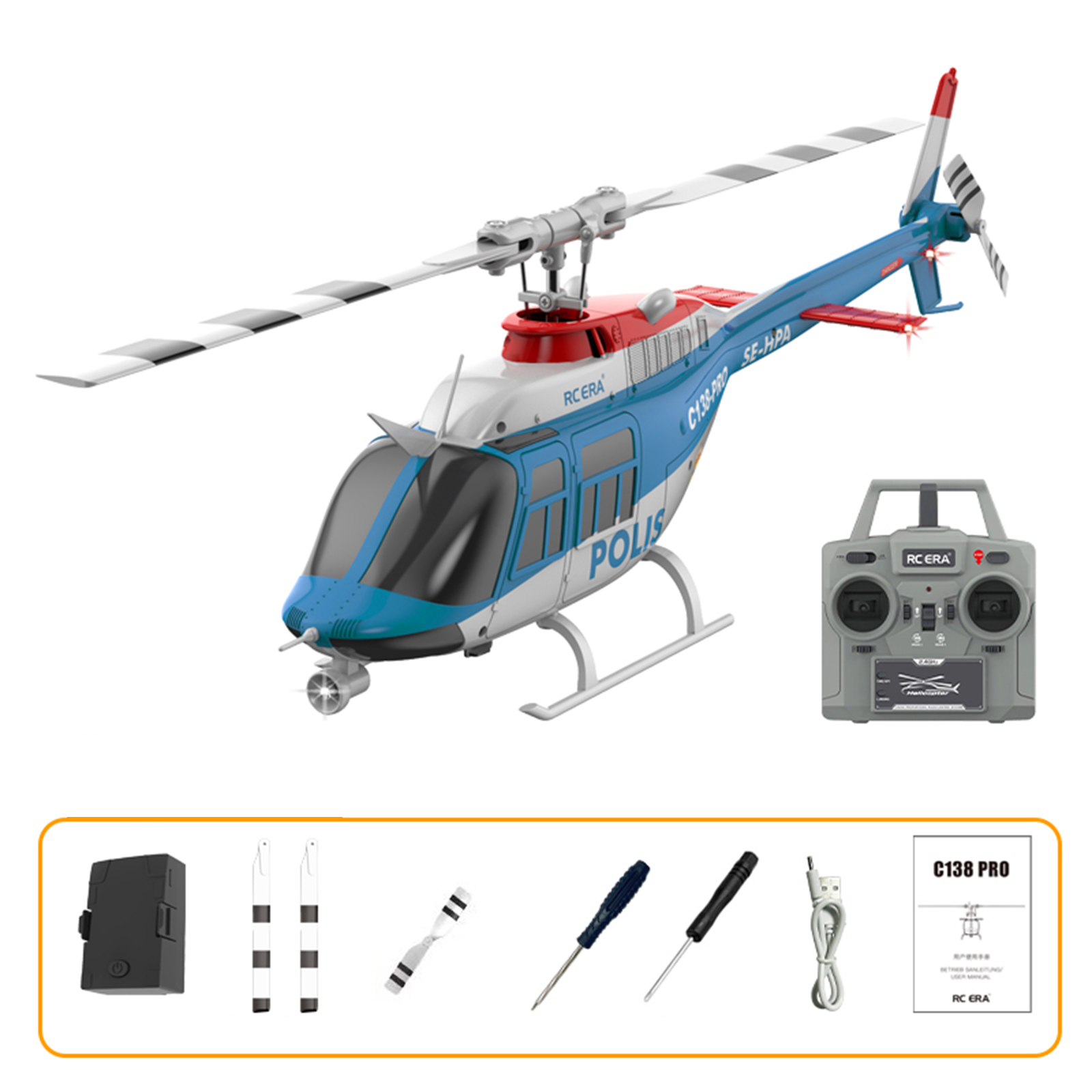 RC ERA C138 Pro Bell 206 Brushless Auto Stabilized Helicopter - RTF