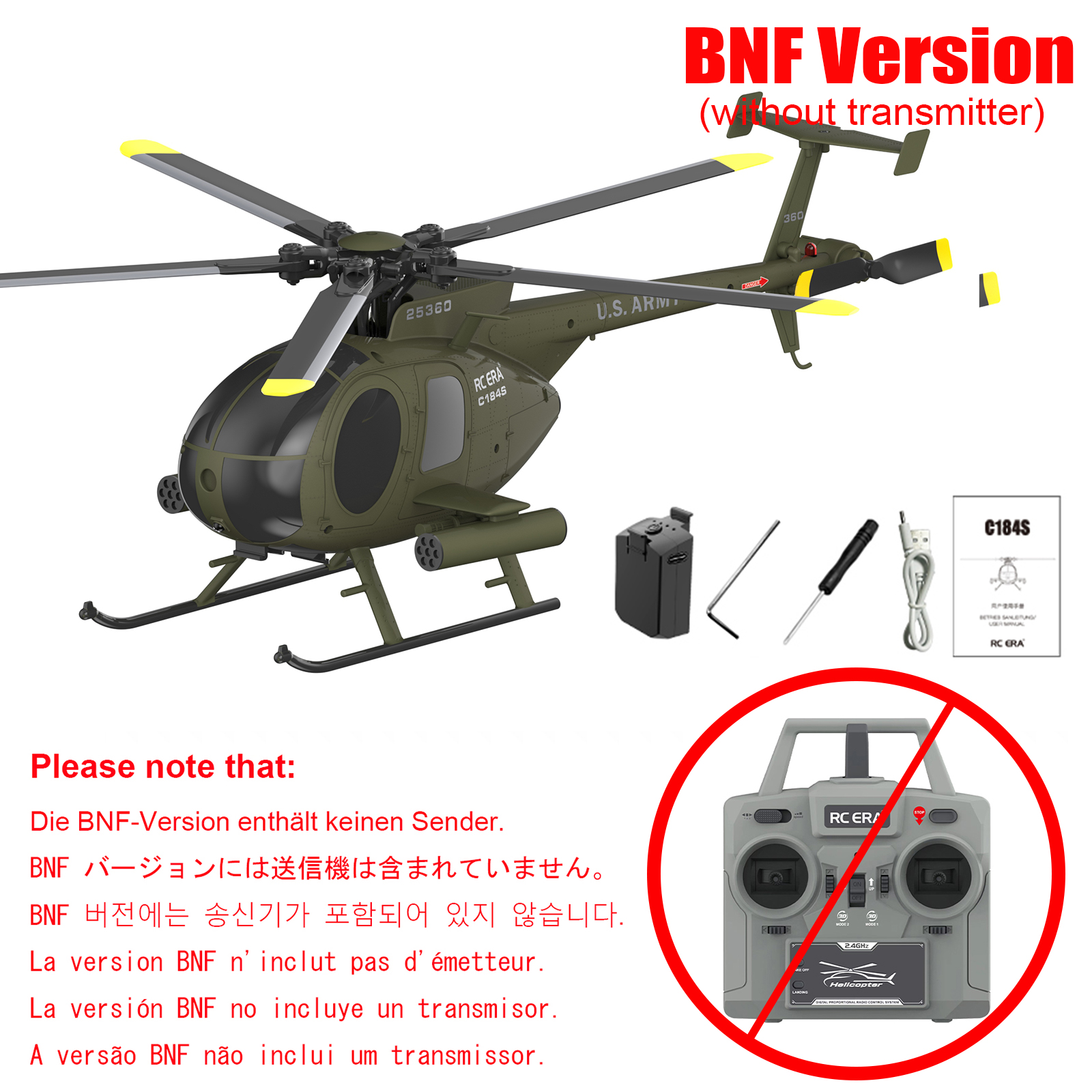RC ERA C184S Brushless MD500 Auto Stabilized Helicopter 