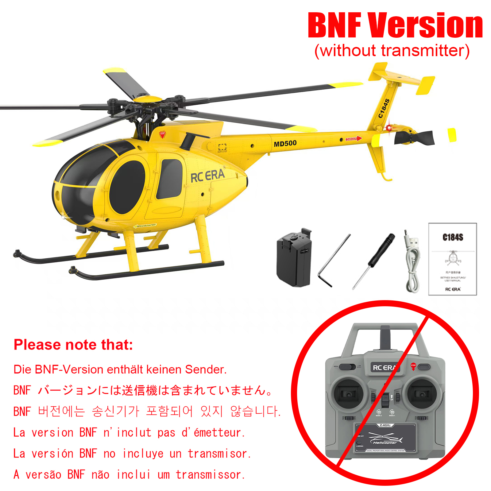 RC ERA C184S Brushless MD500 Auto Stabilized Helicopter 