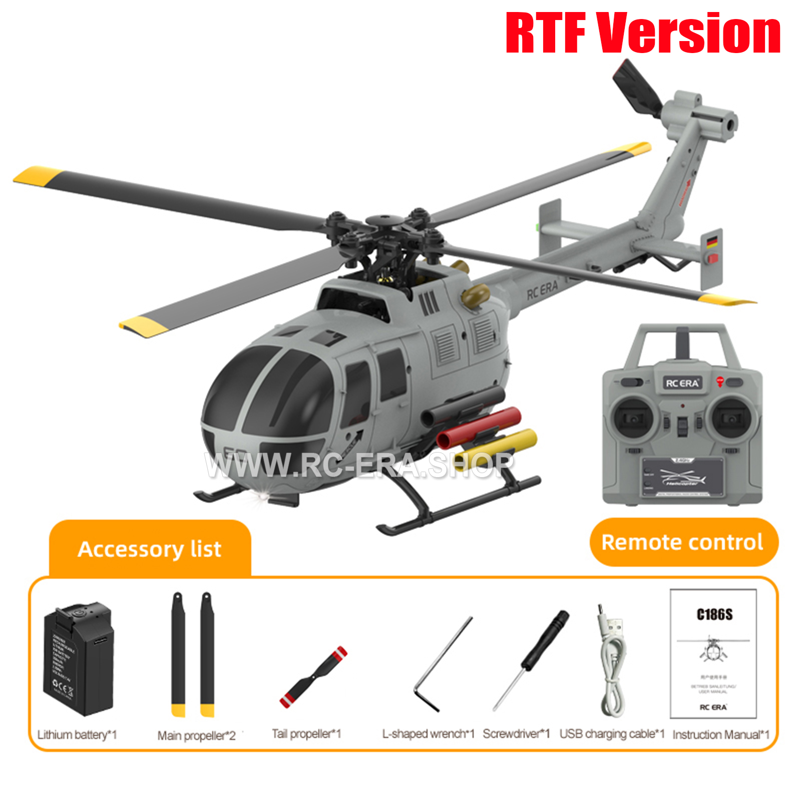 RC ERA C186S Brushless BO105 Auto Stabilized RC Helicopter