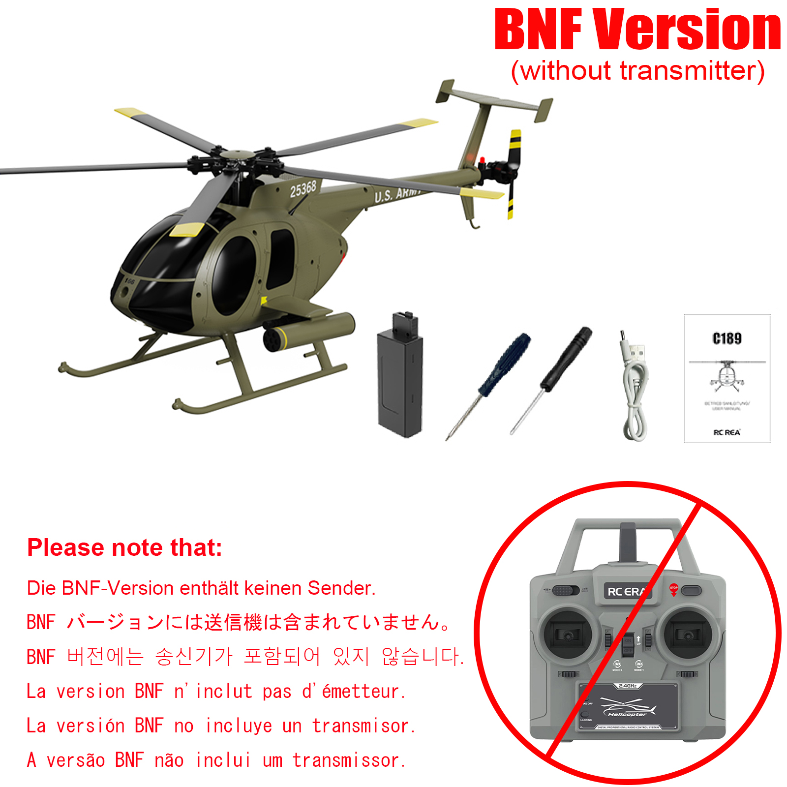 RC ERA C189 MD500 Bird 1:28 Gyro Stabilization RC Helicopter -RTF