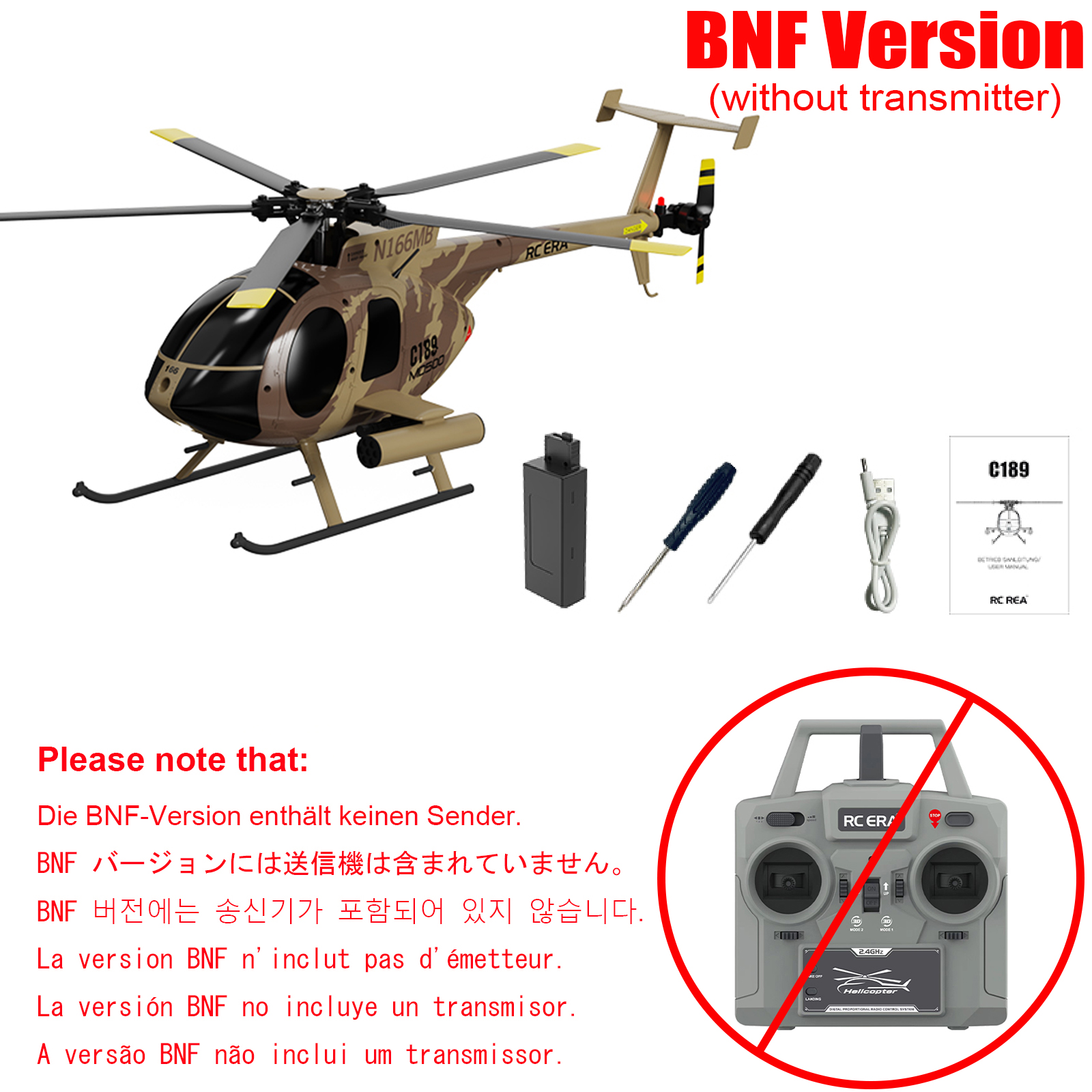 RC ERA C189 MD500 Bird 1:28 Gyro Stabilization RC Helicopter -RTF