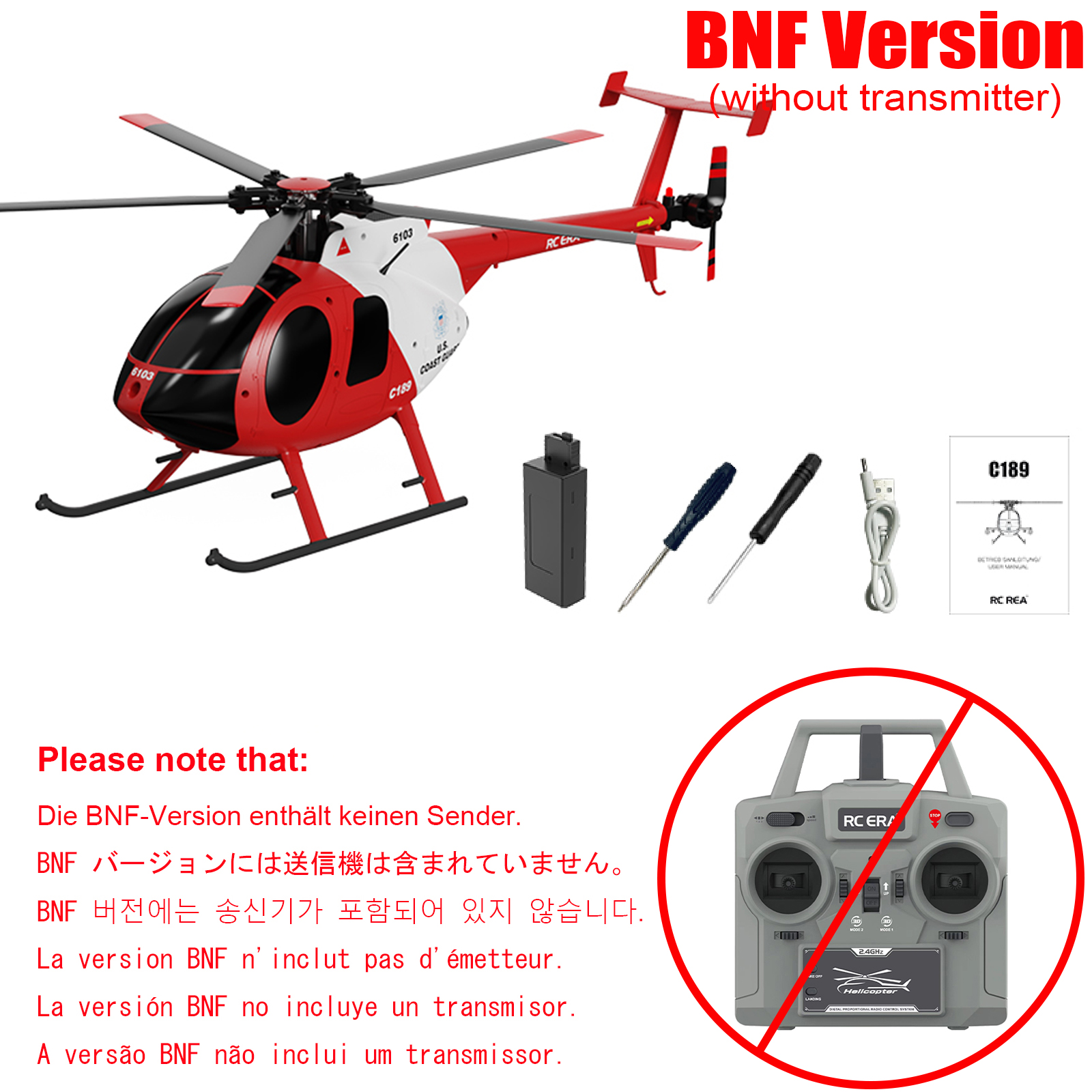 RC ERA C189 MD500 Bird 1:28 Gyro Stabilization RC Helicopter -RTF