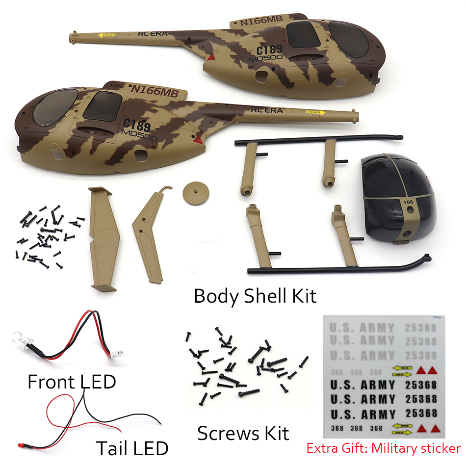 RC ERA C189 MD500 Camouflage Body Set, Front LED, Tail LED, Screw Kit