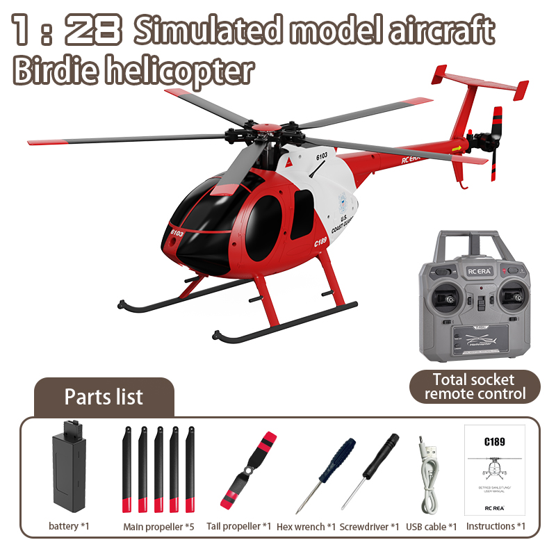お得セット 1:28 Bird MD500 C189 ERA RC Gyro Helicopter RC Stabilization 完成品(電動)