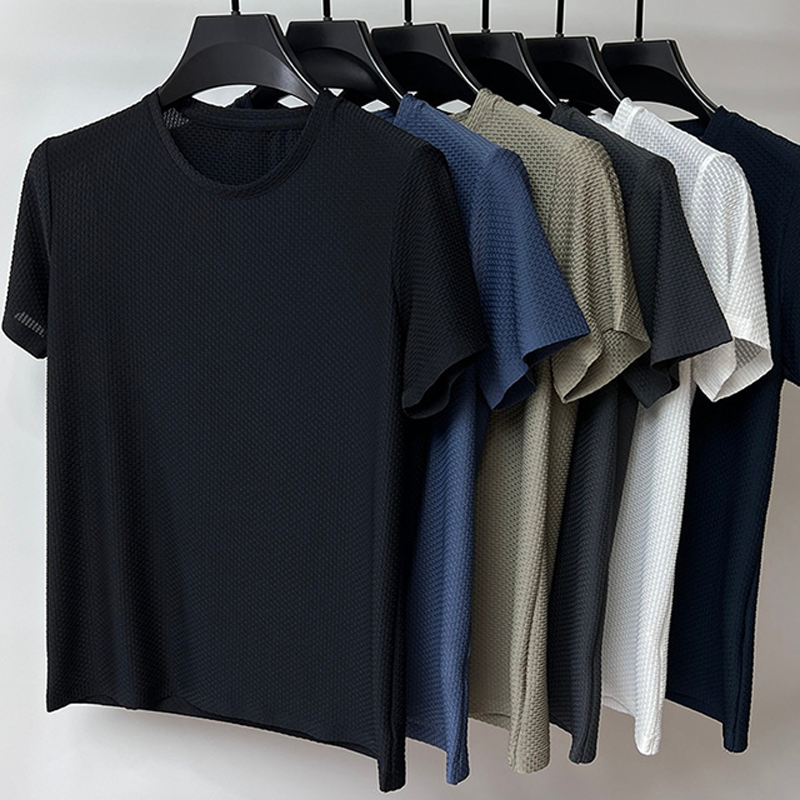 Men's Comfortable Breathable Summer Mesh Round Neck Short Sleeve T-Shirt