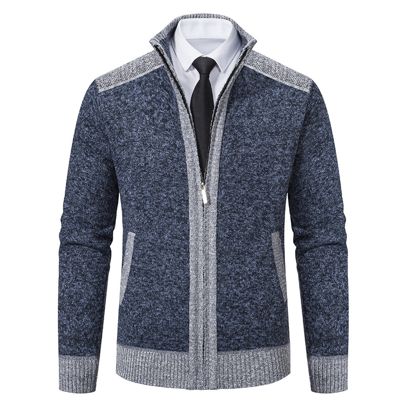 Men's autumn and winter stand collar zipper casual cardigan sweater jacket