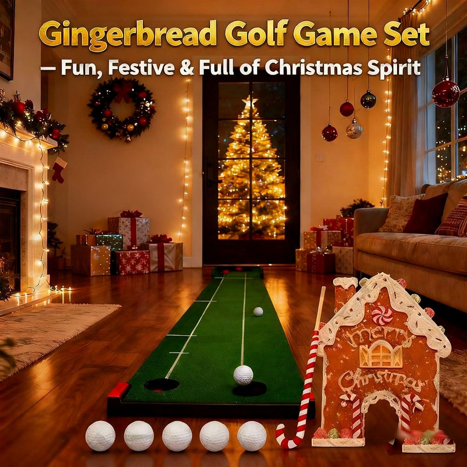 🔥LAST DAY 49% OFF -🎅Gingerbread Golf Game Set - Best Christmas Game