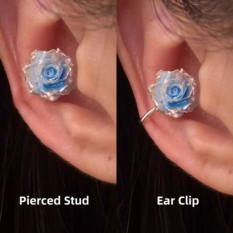 🌹Artistic Gradient Rose Earrings — Hand-Painted Vintage Style, Romantic Dainty Earrings for Women💎