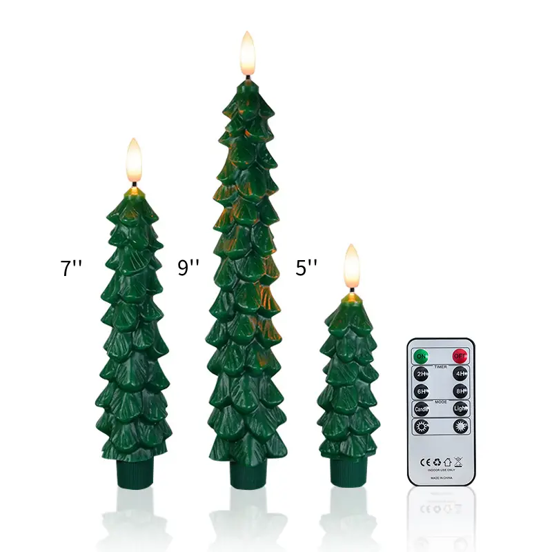 🎄Flameless Taper Candles - Christmas Tree LED Candles🎄