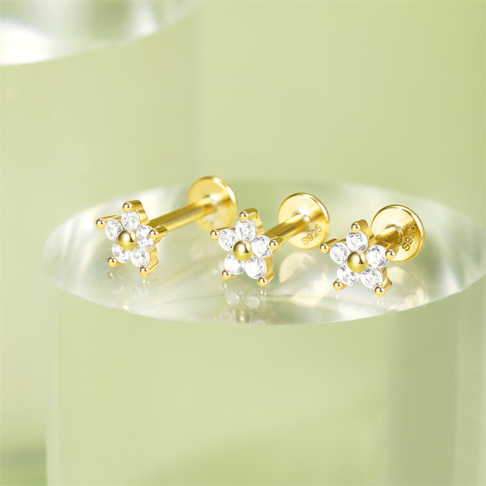 Flower Moissanite Flatback Earring
