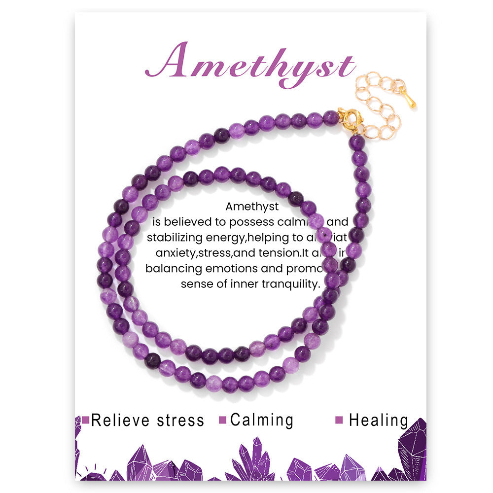 4mm Amethyst Beaded Necklace - Elegant and Stylish Bracelet for Women, Ideal as a Perfect Gift