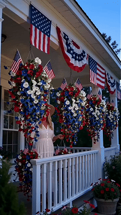 Patriotic Flower Luminescent Wind Movement Presentation Loop