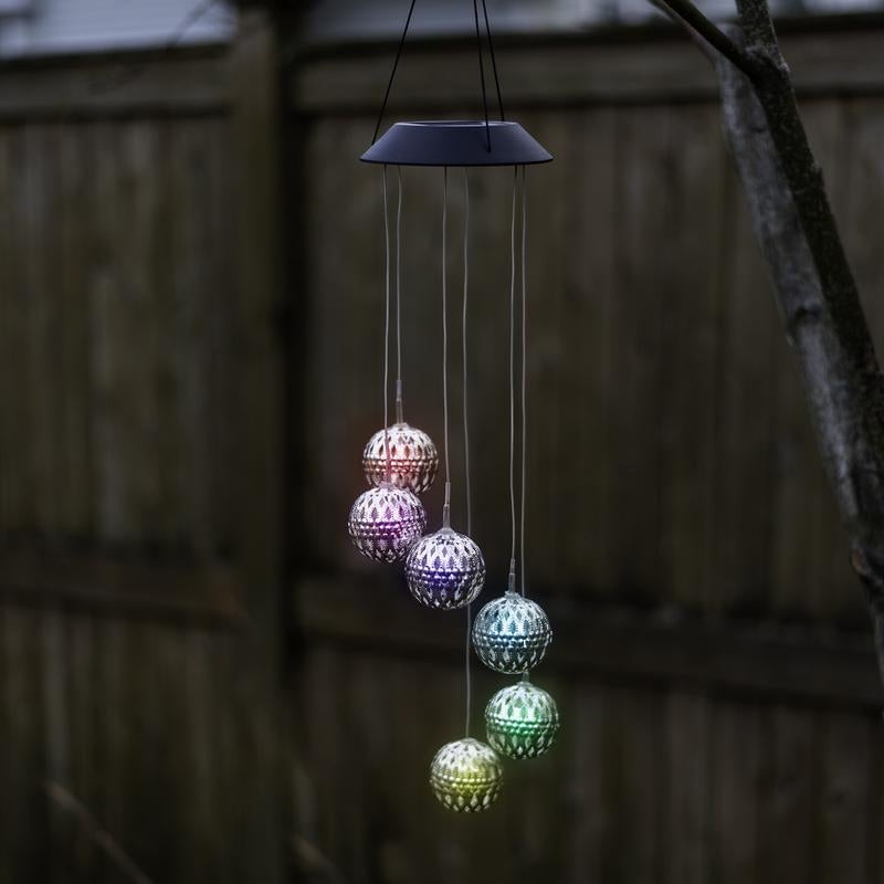 🌞Solar Metal Orb Wind Chime Mobile - Rainbow Color Changing LED Lights